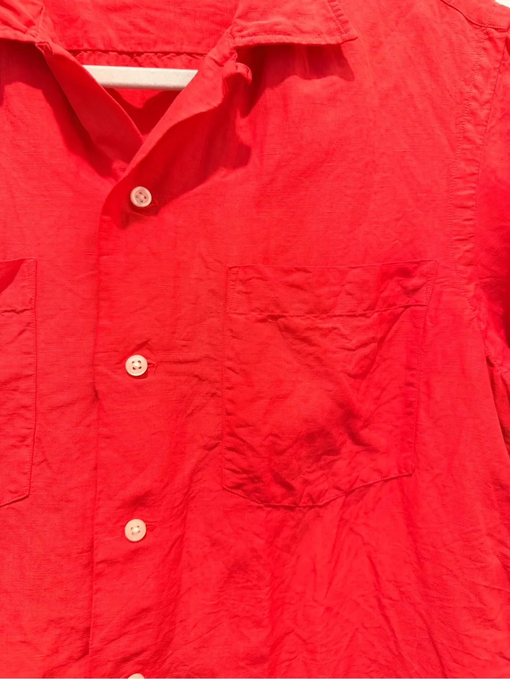 Men's red Polo Ralph Lauren shirt made from a blend of linen and silk Size S